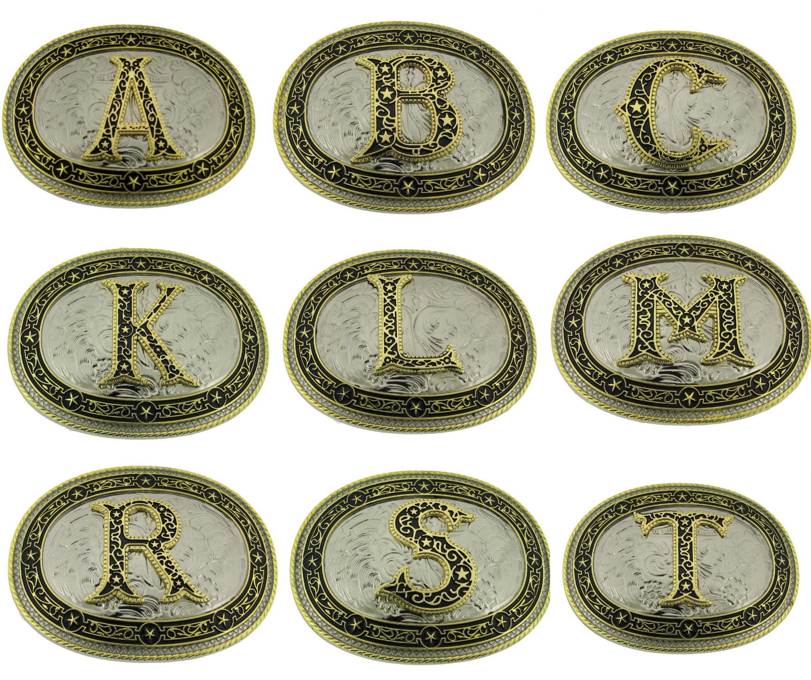 A B C D G J K L M R S T LETTER INITIAL WESTERN COWBOY COWGIRL RODEO SILVER GOLD