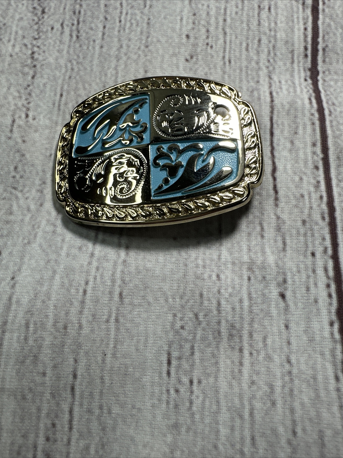 Vintage Blue And Gold Belt Buckles for men