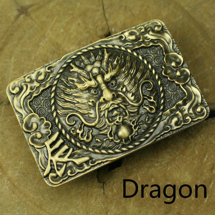 Chinese Zodiac Belt Buckles Brass Golden Toad Embossed Buckle Head Retro Decor