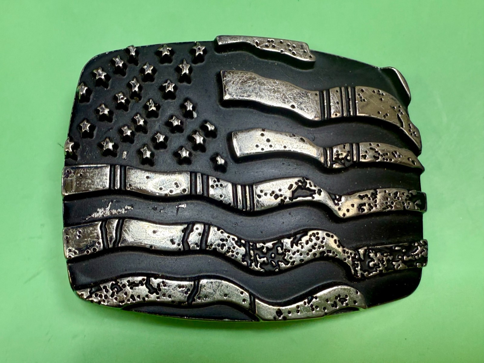 United States American Flag Engraved Patriotic – #6386 Chrome Brand Belt Buckle