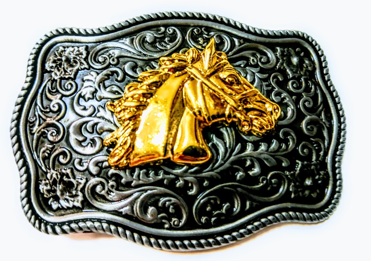 ✖ WESTERN Horse Profile Cowboy Rodeo Style Belt Buckle Buck Gold antique silver