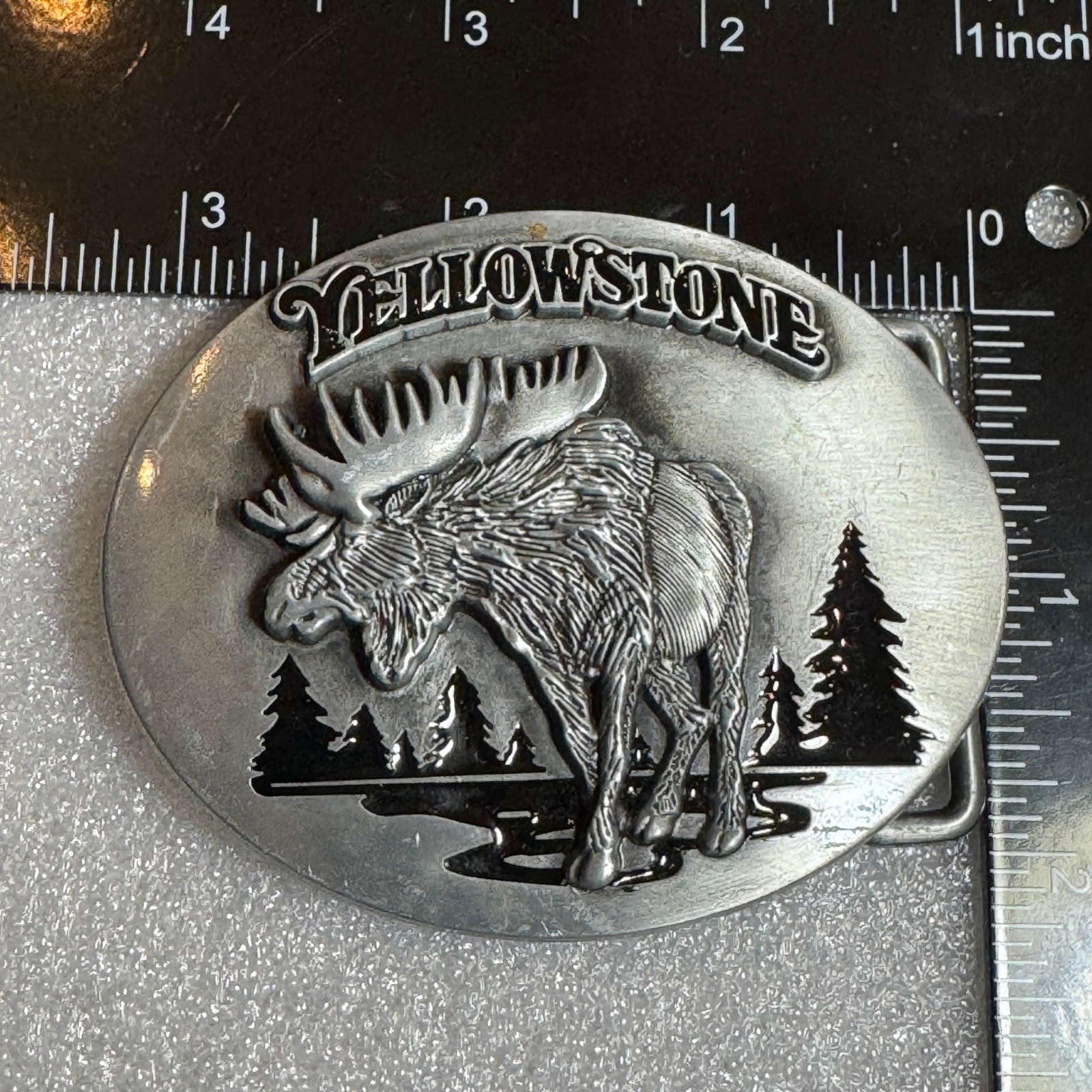 Yellowstone National Park Moose Belt Buckle Collectible Metal Silver Tone