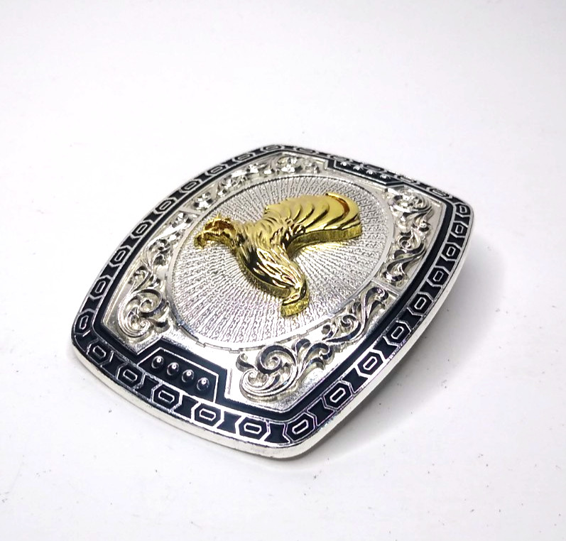 Rooster Western Cowboy Belt Buckle Hebilla Vaquero Rodeo Gallo Del Cielo, Silver