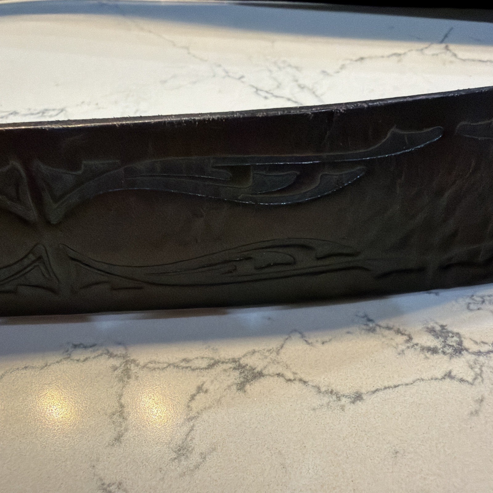 Levi’s Brown/Black Leather Tooled Western Belt Silver Buckle Men&rsquo;s Cowboy