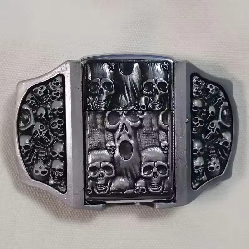 Men&rsquo;s Metal Belt Buckle Lighter – Refillable Novelty Outdoor Accessory
