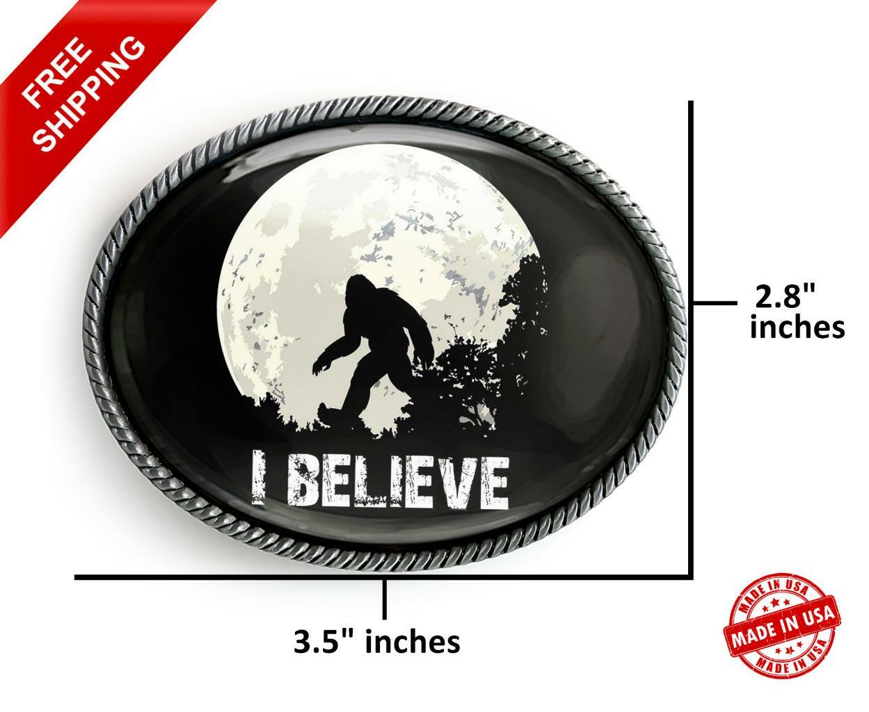 Sasquatch Belt Buckle – Big Foot Sighting Handmade Oval Buckle – 731