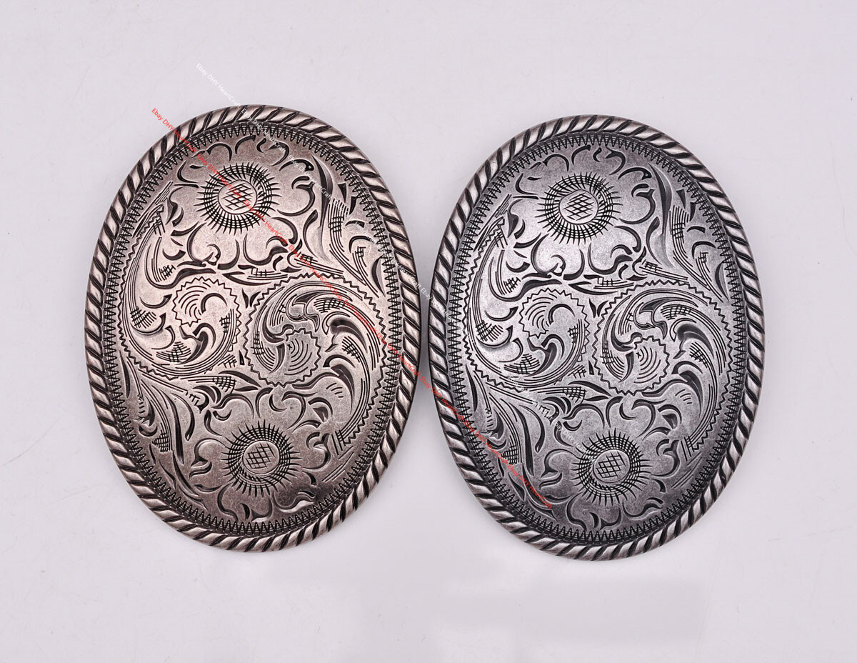 Silver Cowboy Rodeo Floral Carved Western Leather Belt Buckle fit 35MM Strap Men