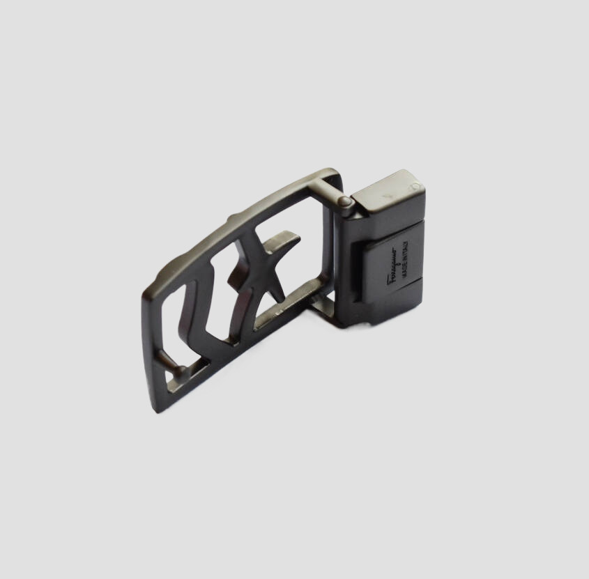 Salvatore Ferragamo Men&rsquo;s Gunmetal Grey Belt Buckle (Fits Belt Width1.38in)
