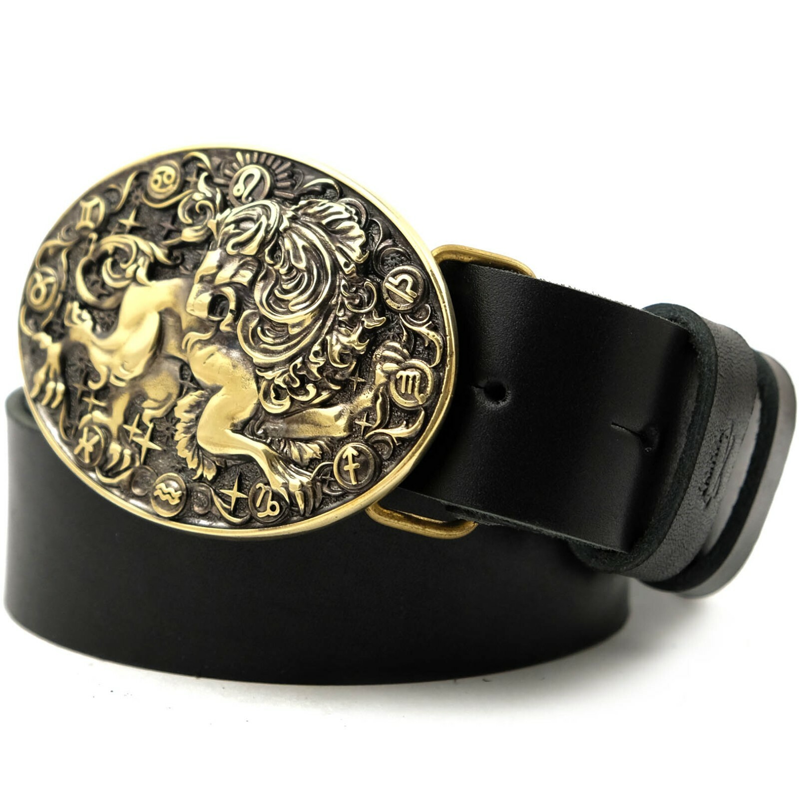 Leo belt buckle, Lion Horoscope Astrological Zodiac Sign solid brass buckle