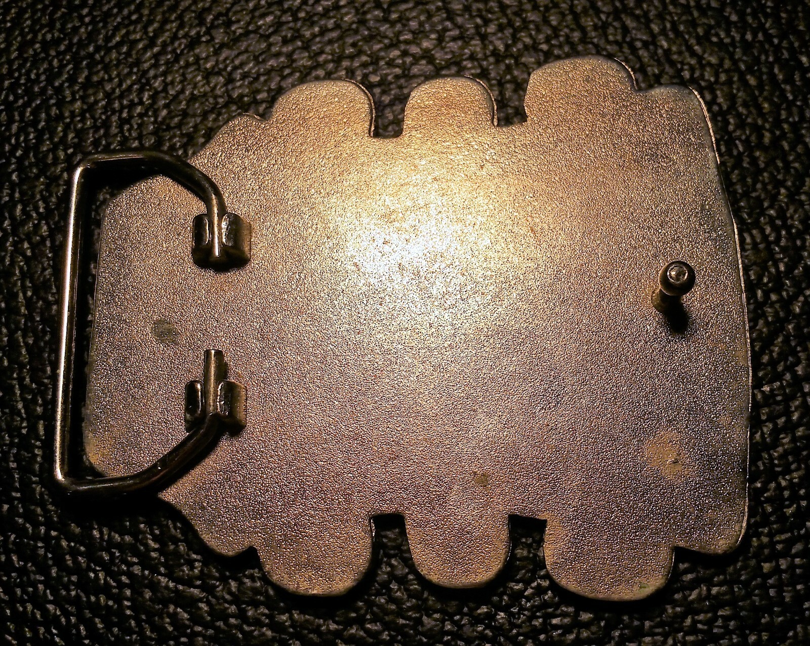 Enamel Black & White Vintage Guitar Head Belt Buckle.