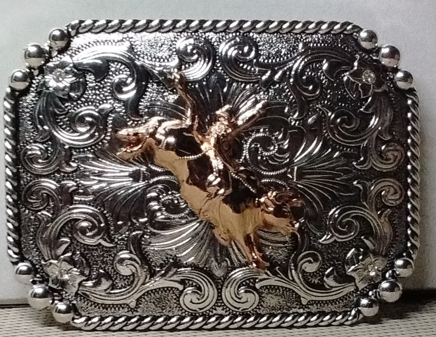 RIDING COWBOY Western Belt Buckle Hebilla Vaquera Con Toro