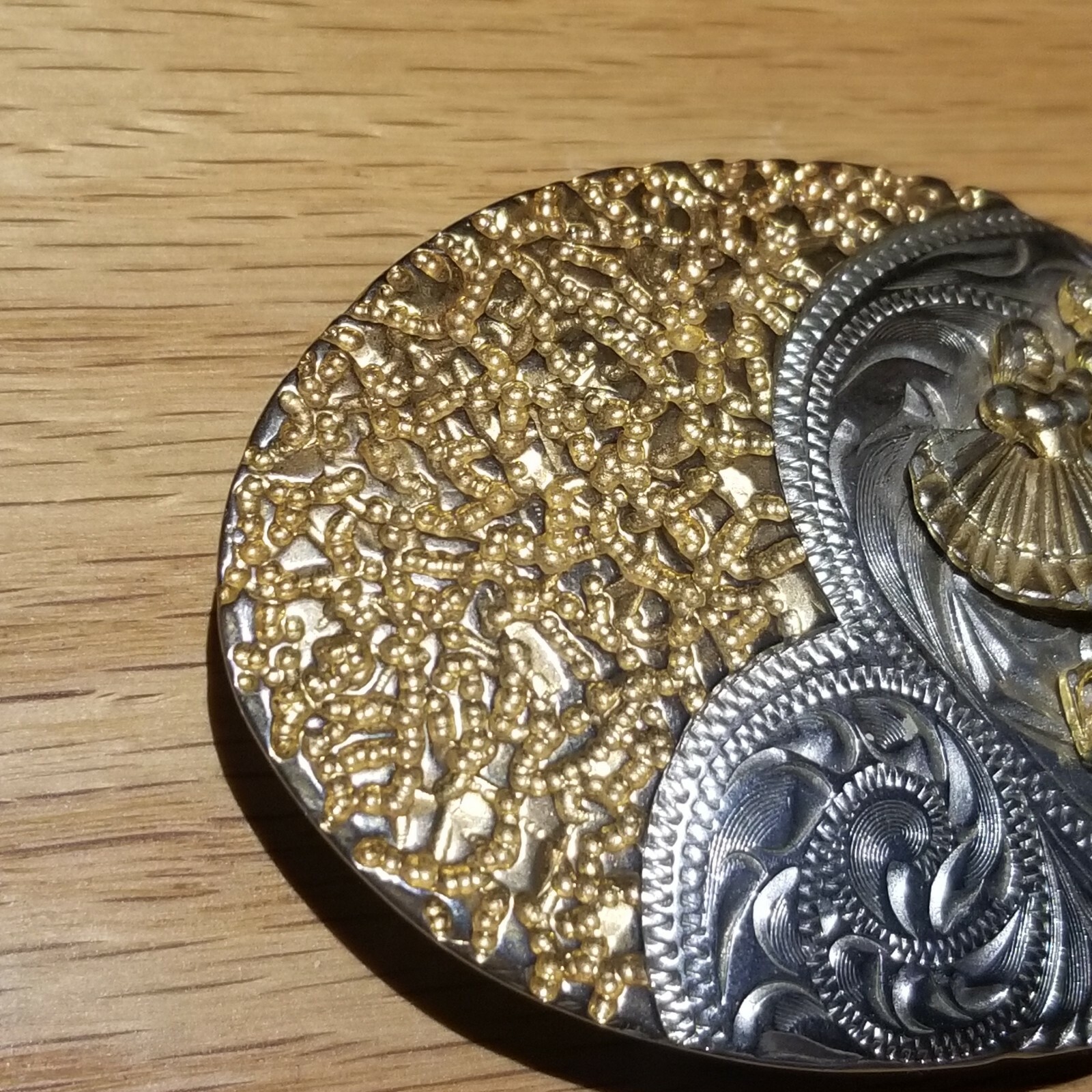 Silver and Gold Tone Square Dancing Western Belt Buckle With Raised Dancers