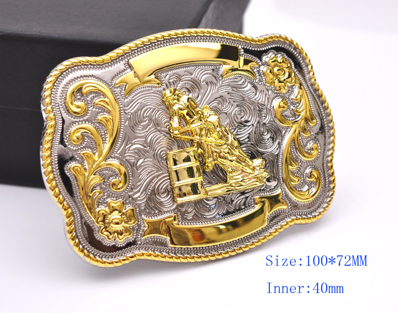 Texas Long Huge Ride Rodeo Cowboy Western Barrel Racing Gold Shine Belt Buckle
