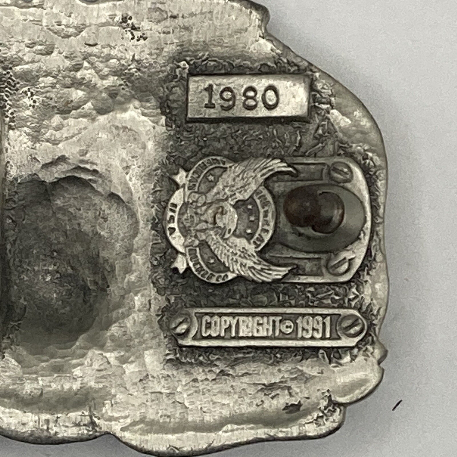 United States Marines Belt Buckle Pewter Enamel Great American Buckle Co 1990s