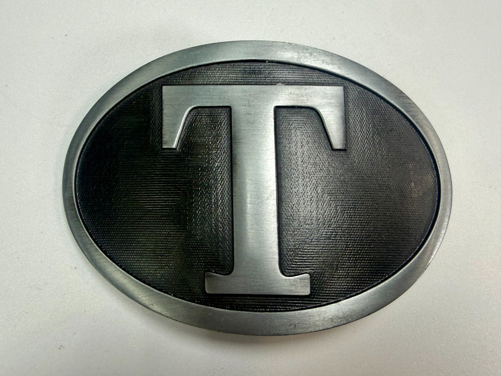 Initial Block Letter T Montana Silversmiths RARE Grey & Black Color Belt Buckle