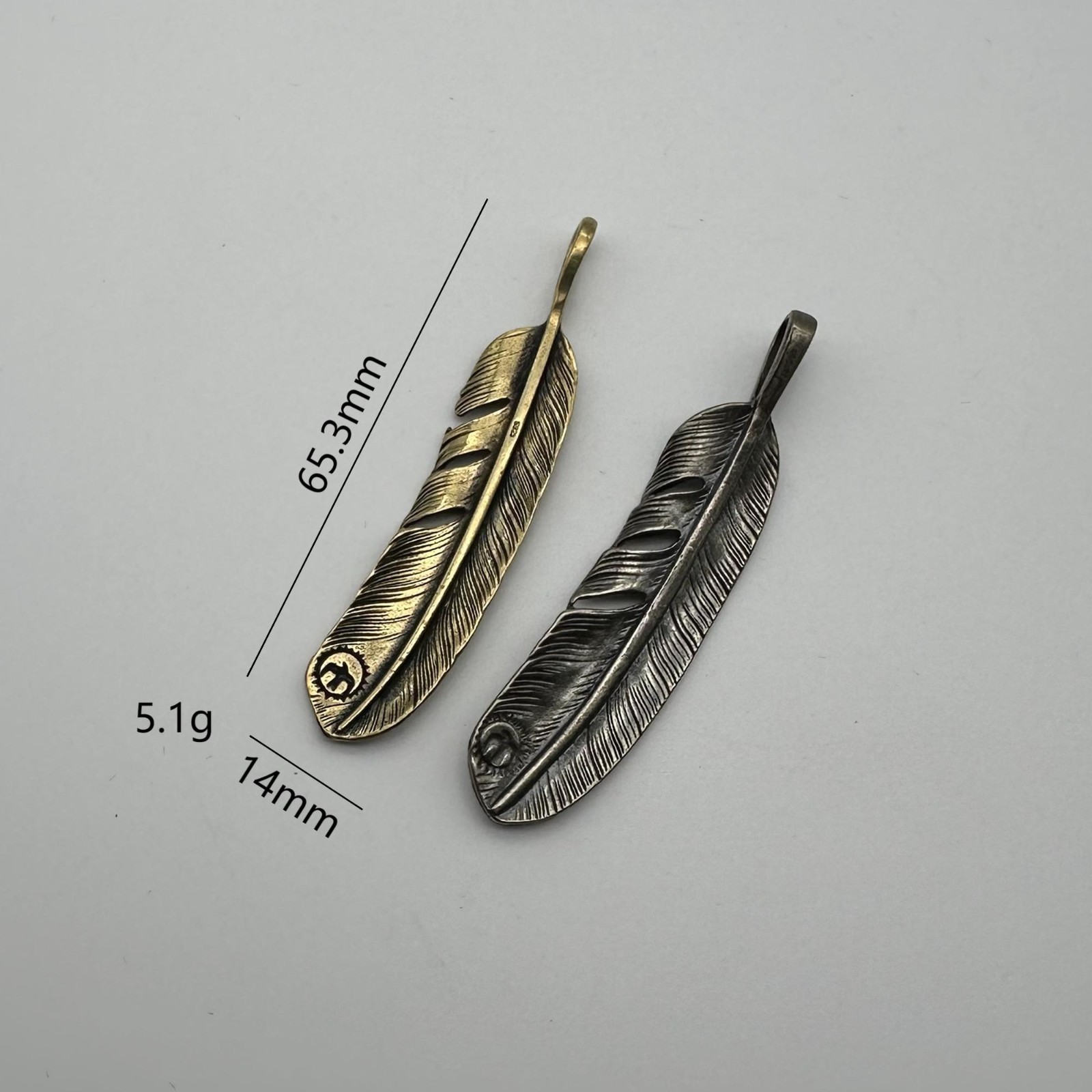Retro Copper Feather Charm Keychain Decoration Embellishment lot
