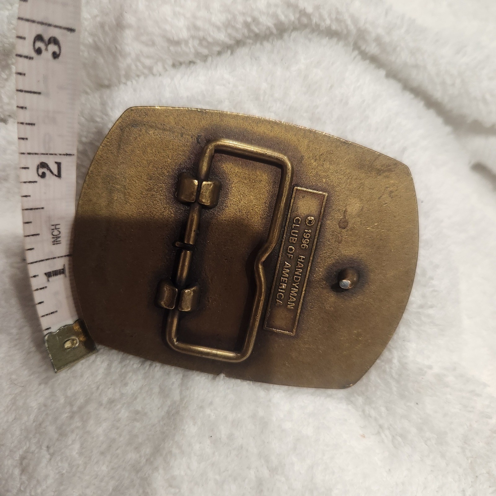 Belt Buckle Brass Tone Hammer Vintage 1996 Handyman Club of America Life Member