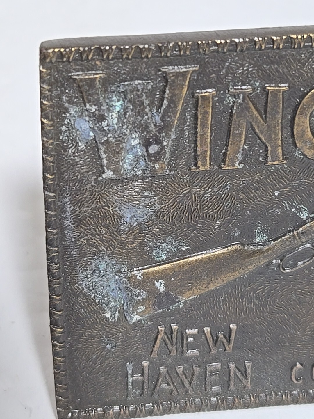 Winchester Repeating Arms New Haven Conn. Rifle Guns Vintage Brass Belt Buckle