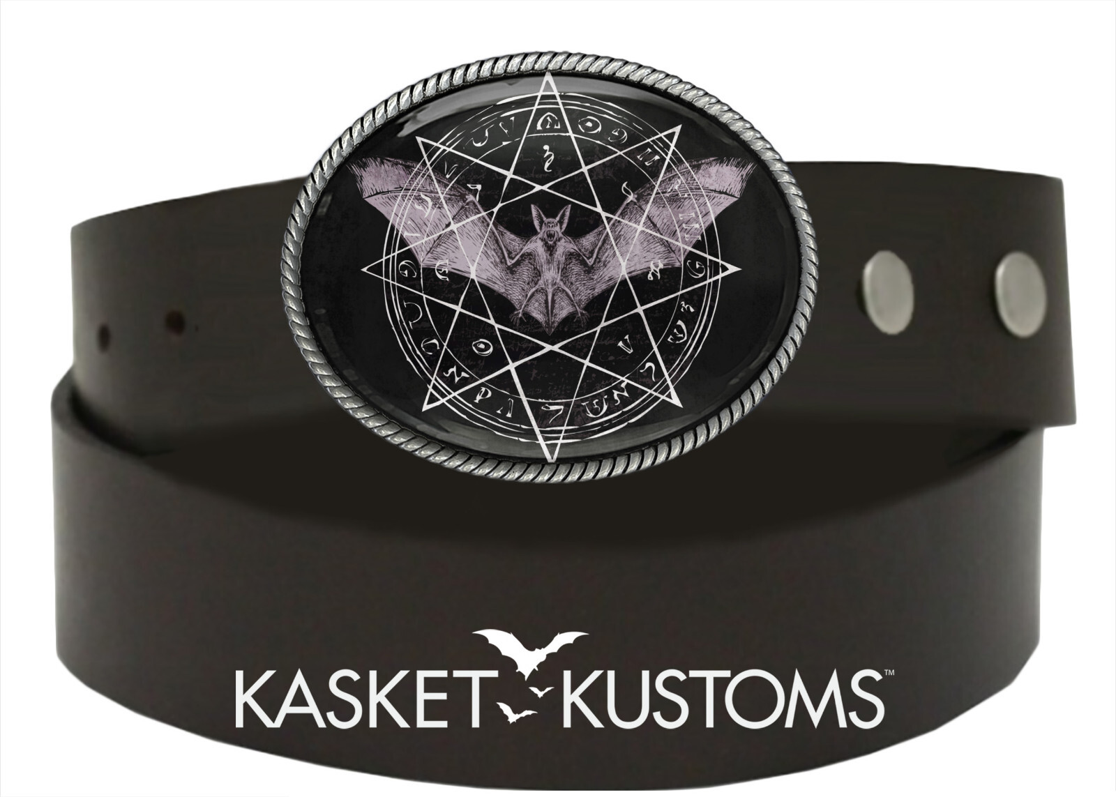 Occult Bat Belt Buckle – Gothic Esoteric Pentagram Symbol Handmade Buckle – 821