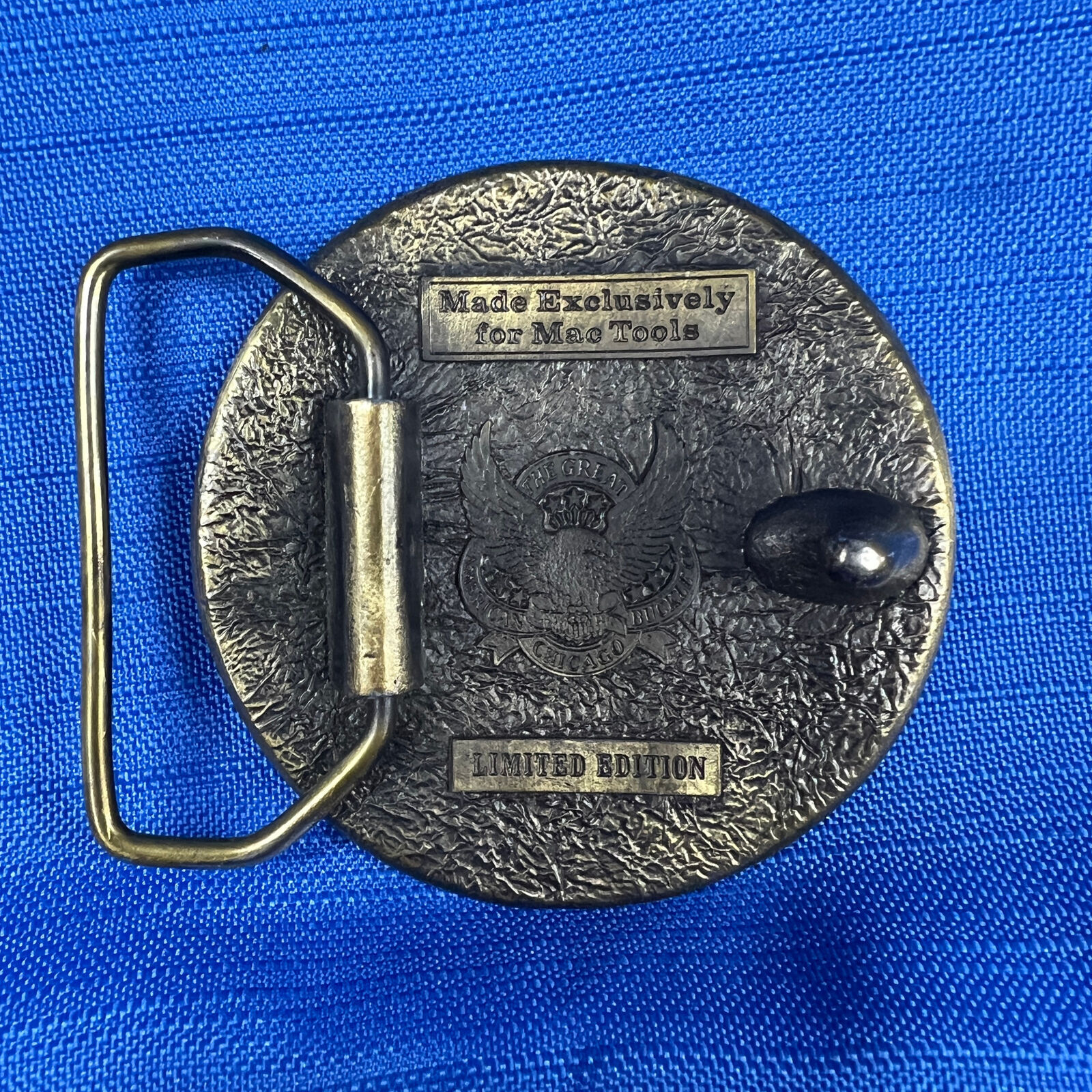MAC TOOLS BELT BUCKLE ROUND BRASS LIMITED EDITION PREOWNED