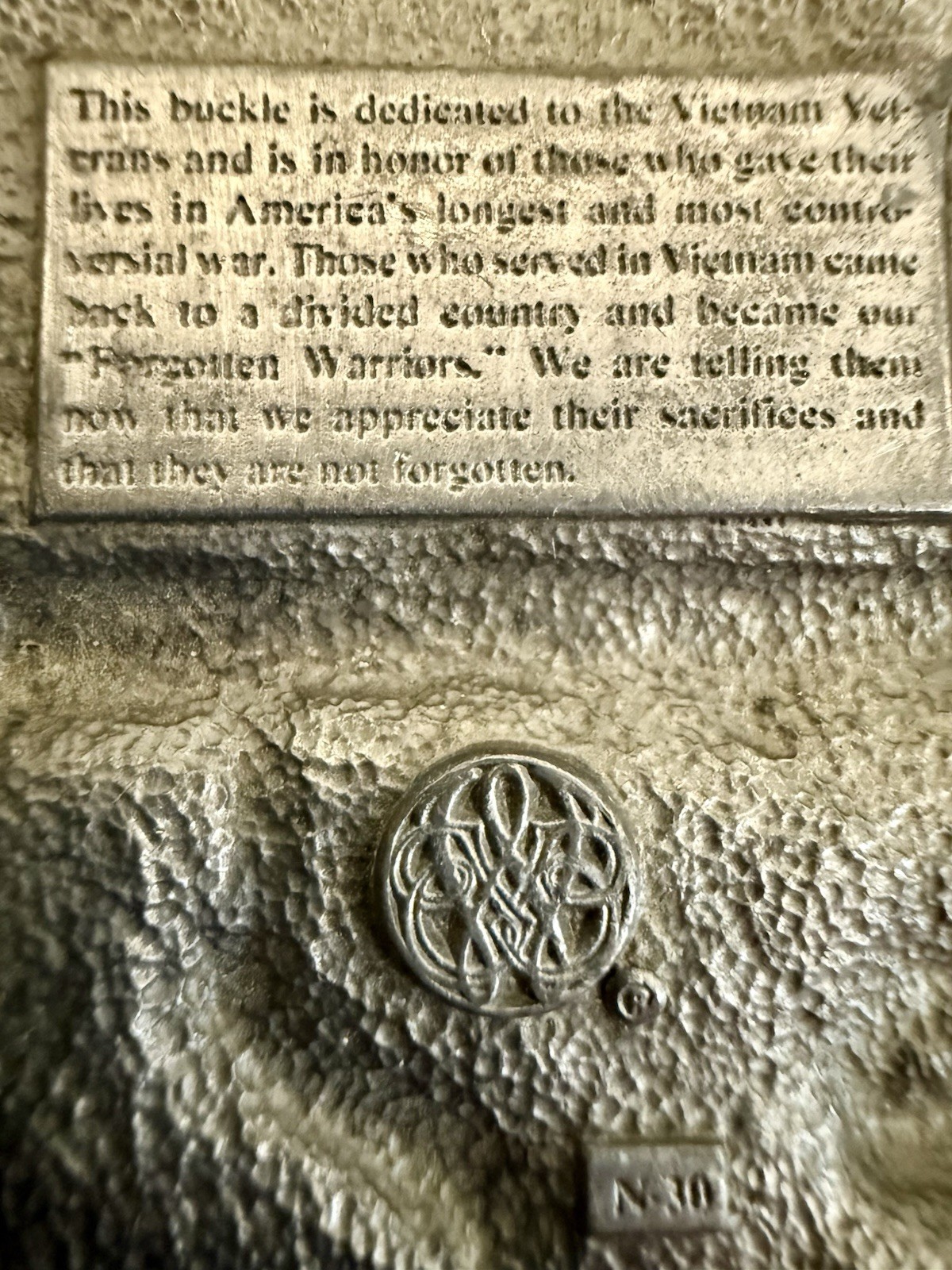 Vintage 1985 Vietnam Veteran Belt Buckle-USA Made- “The Forgotten Warrior”