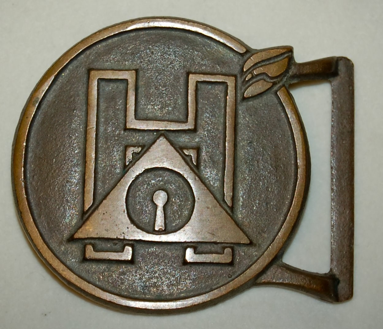 VINTAGE Mystery Belt Buckle Brass Masonic? Made in USA