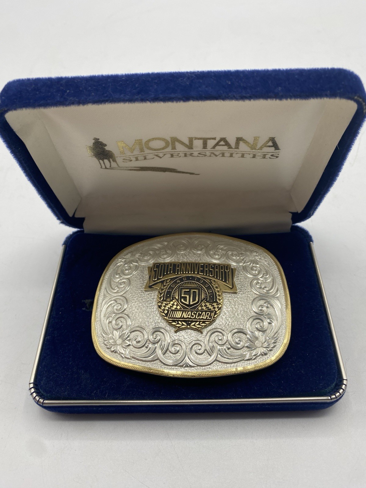 NASCAR 50th Anniversary Belt Buckle Montana Silversmiths