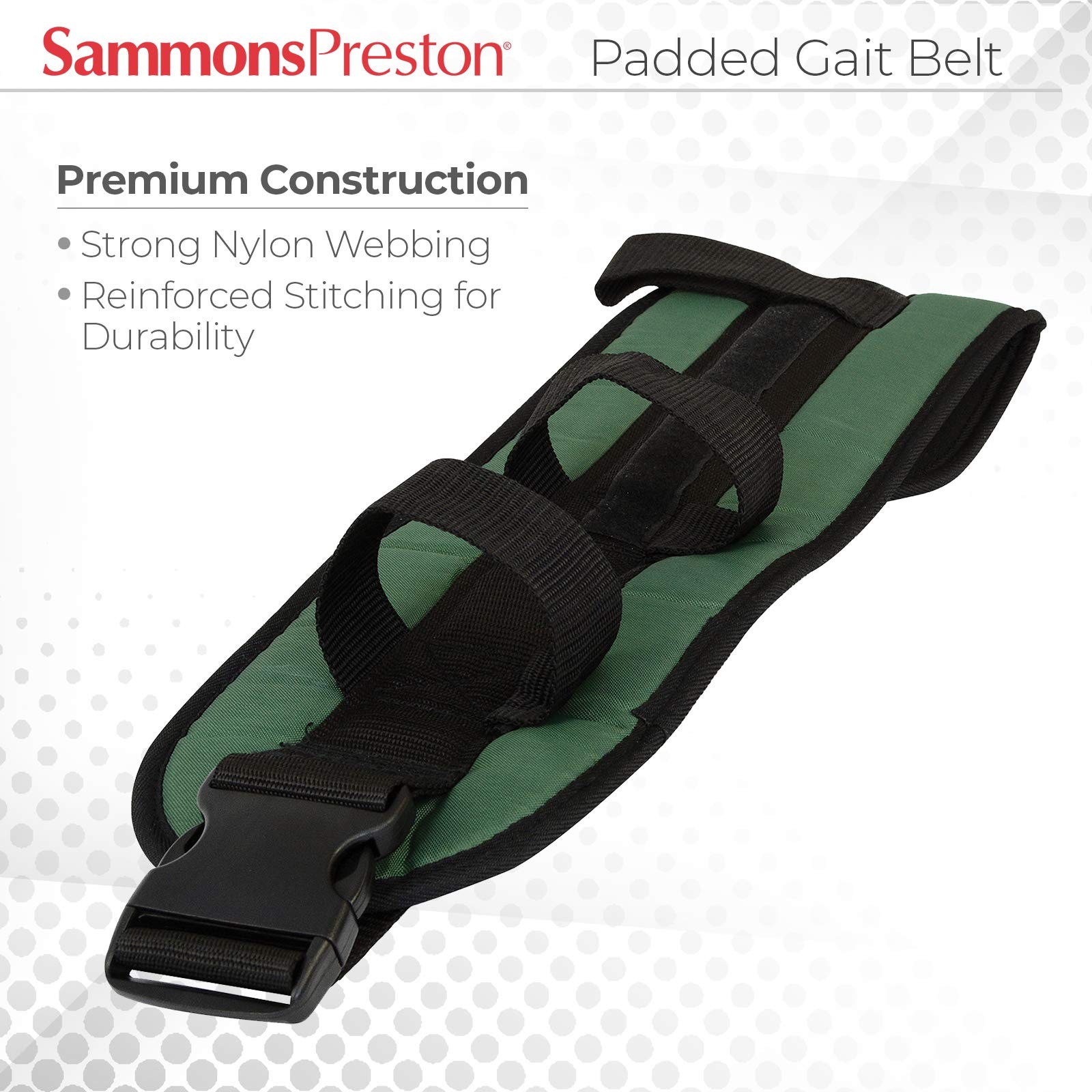 Sammons Preston Padded Gait Belt with Handles, 5.5&Prime; Wide Large – Black, Grey