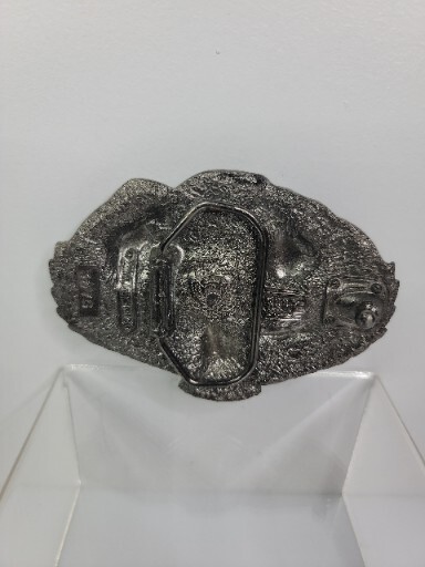 Great American Buckle Co. Pewter 1992 VTG Eagle Indian Buffalo Horse ENAMEL (A1)