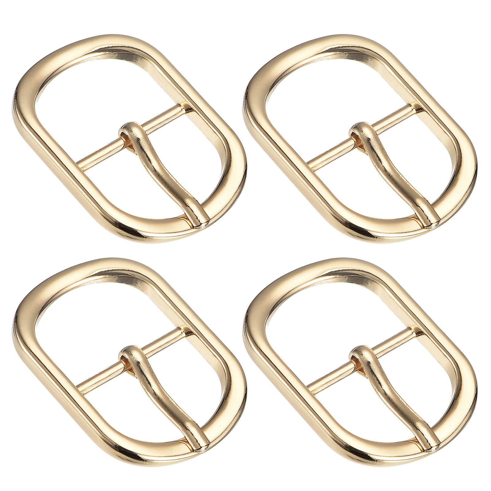 4Pcs 0.94&Prime; Single Prong Belt Buckle Oval Center Bar Buckles for Belt, Gold