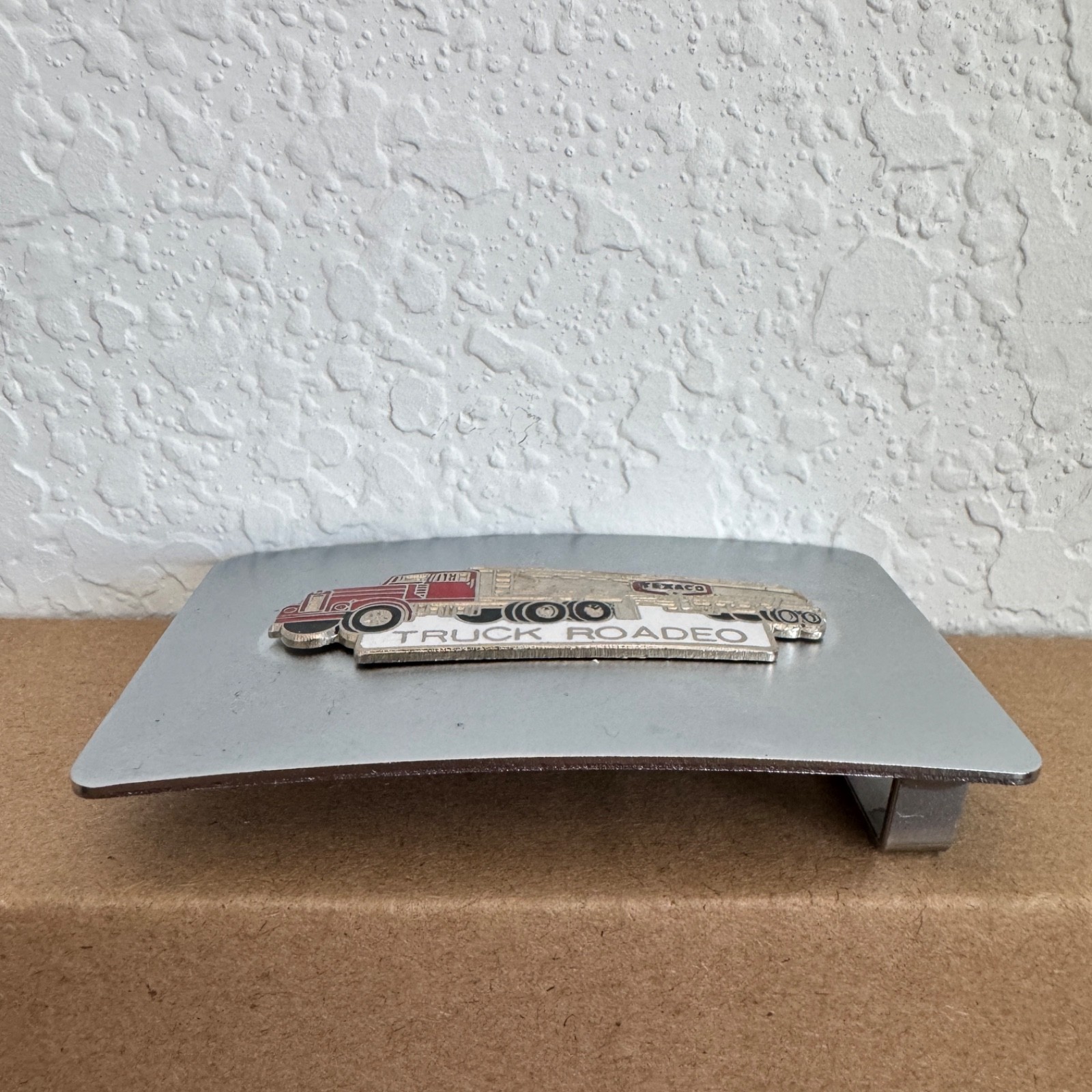 Vintage Texaco Truck Rodeo Silver Metal Belt Buckle