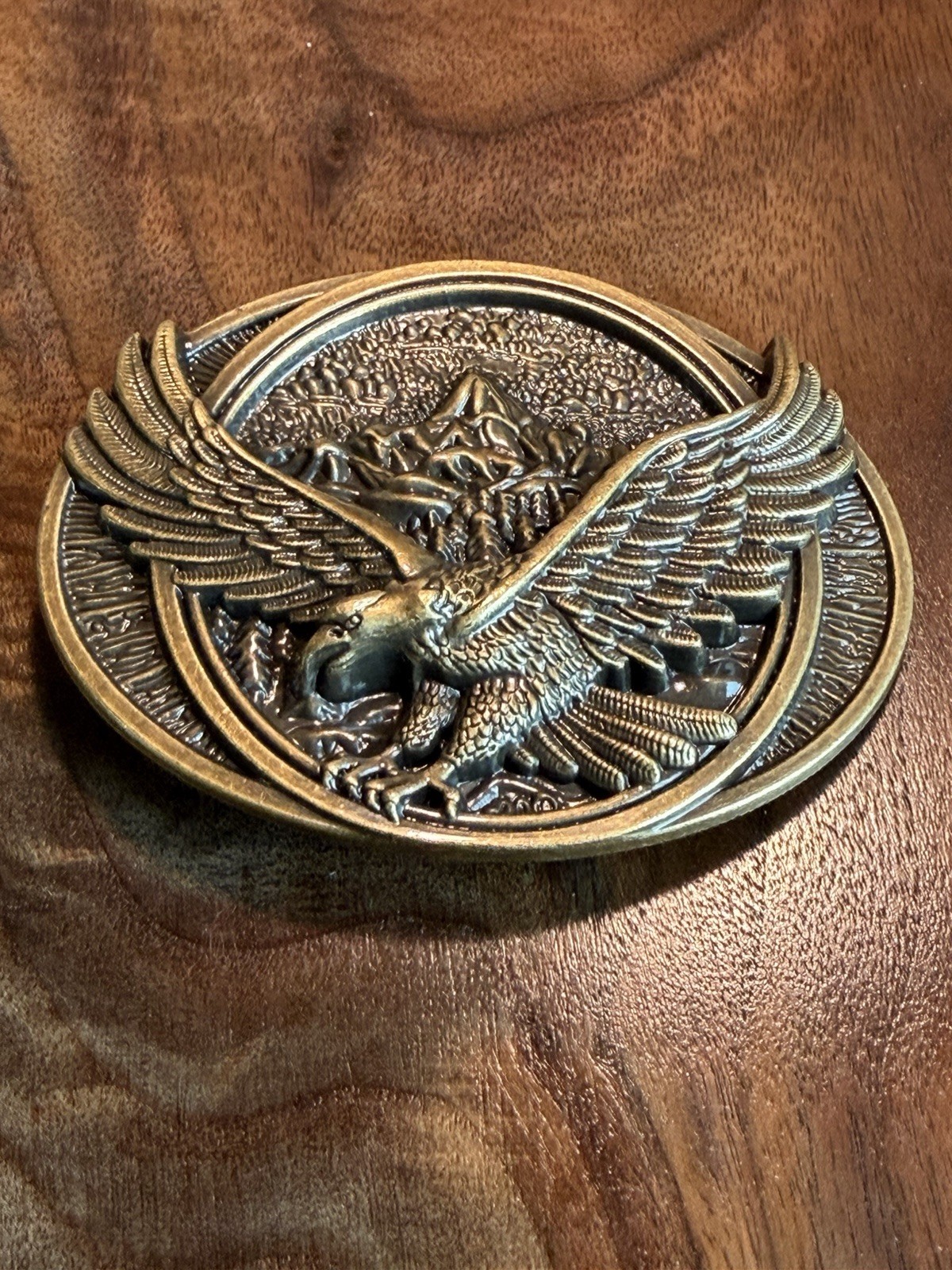 Men&rsquo;s American Eagle Belt Buckle USA Proud Antique Bronze Tone Fits 1.5&Prime; Belt