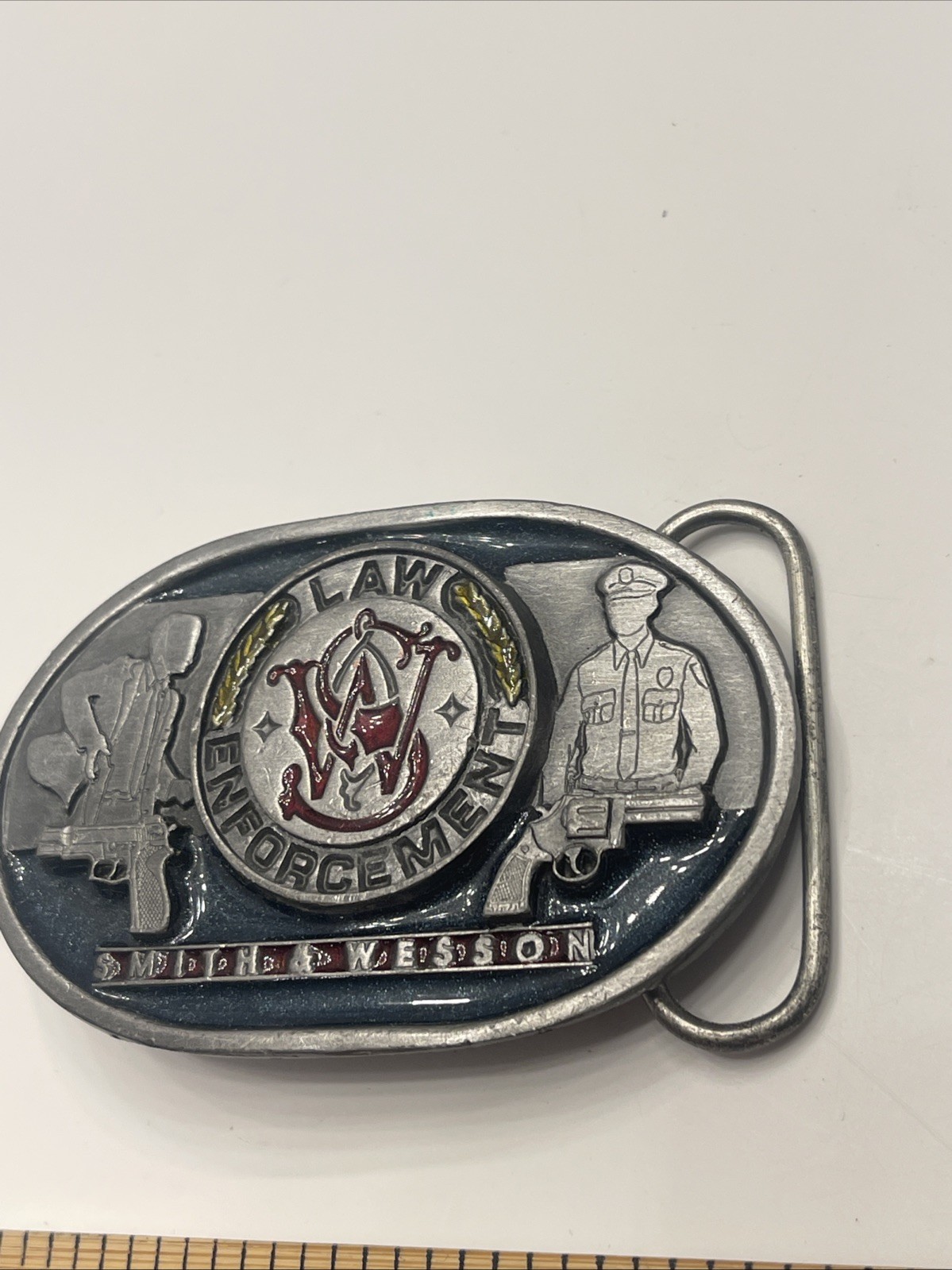 Smith and Wesson Law Enforcement Vintage Belt Buckle 1991 Bergamot H-300 USA