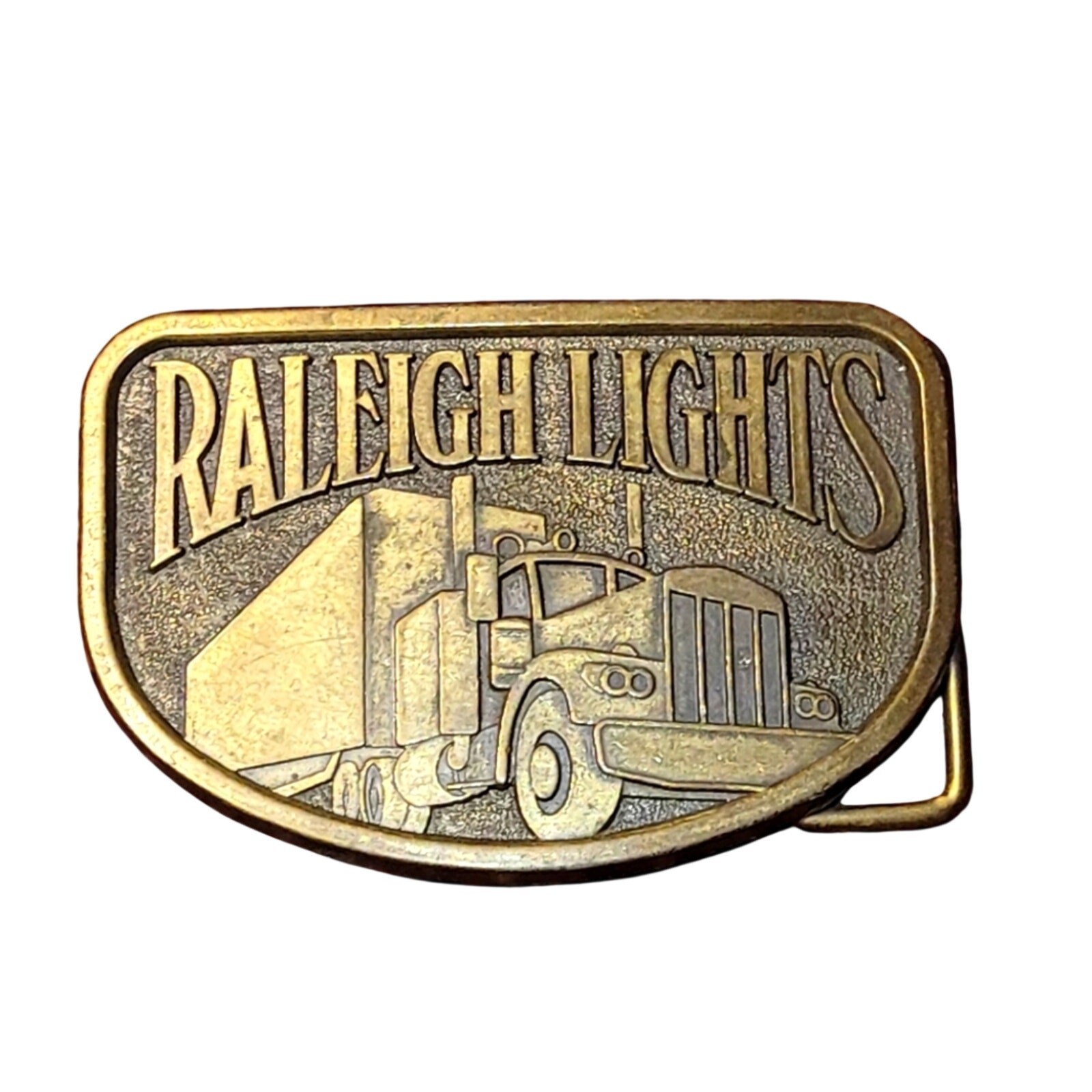 Vintage Raleigh Lights Brass Belt Buckle Tobacco Cigarettes Semi