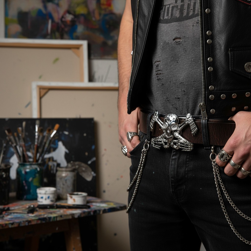 NEW Men Women Silver Metal Belt Buckle Skull Skeleton Large Size Trucker Biker