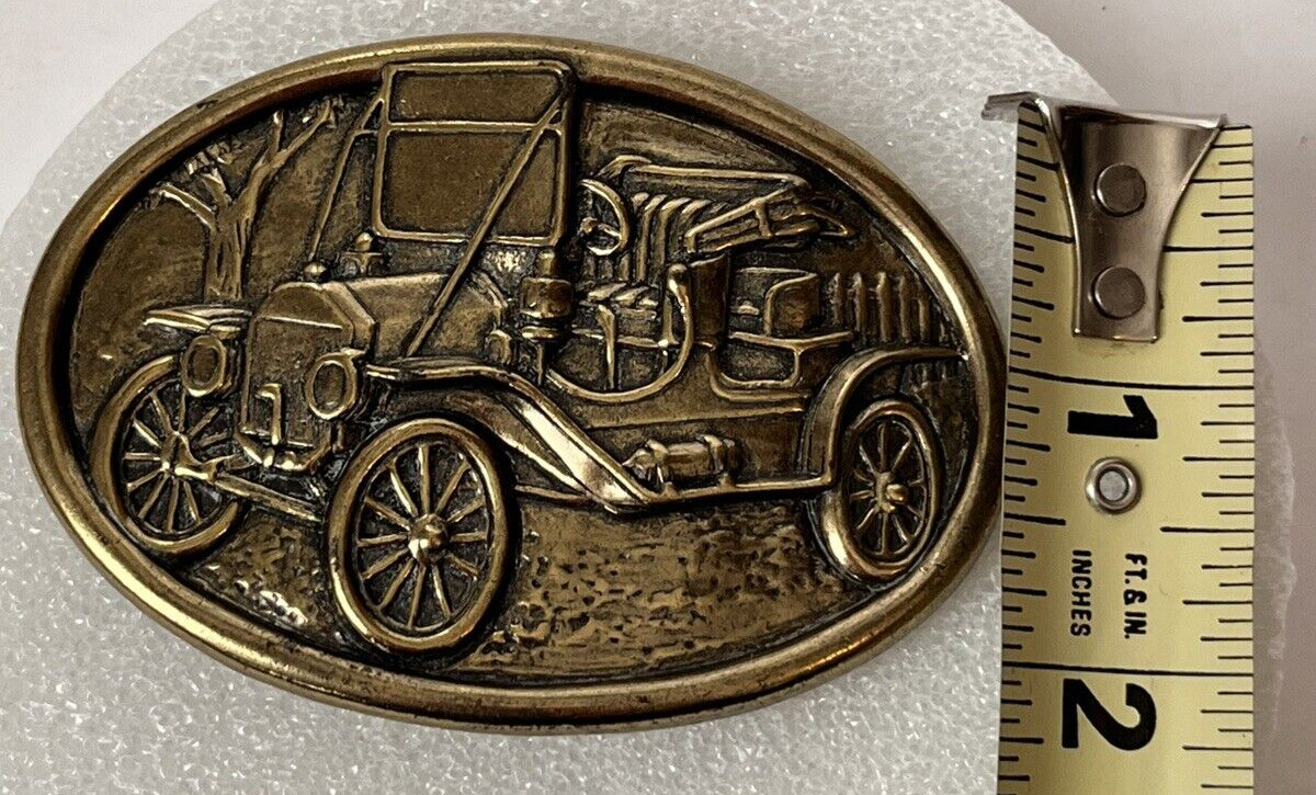 Antique Car Avon Vintage Model T Brass Automobile Vehicle Belt Buckle