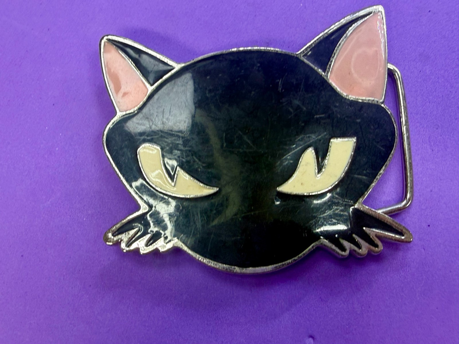 Black Kitty Cat Cartoon Anime Novelty Gift Enamel Belt Buckle