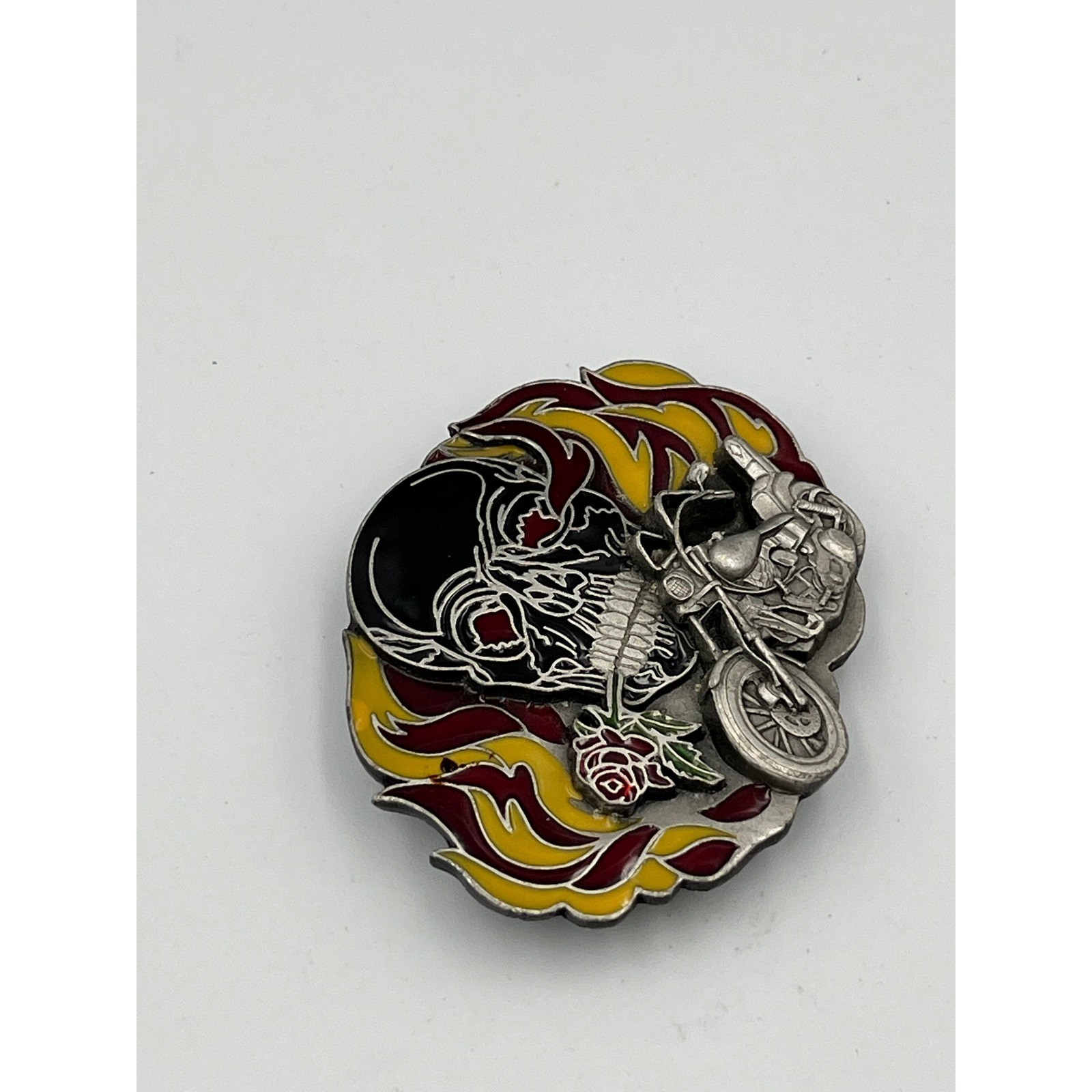 Siskiyou Buckle Skull Motorcycle Flame Rose Wild & Free Belt Buckle Made in USA