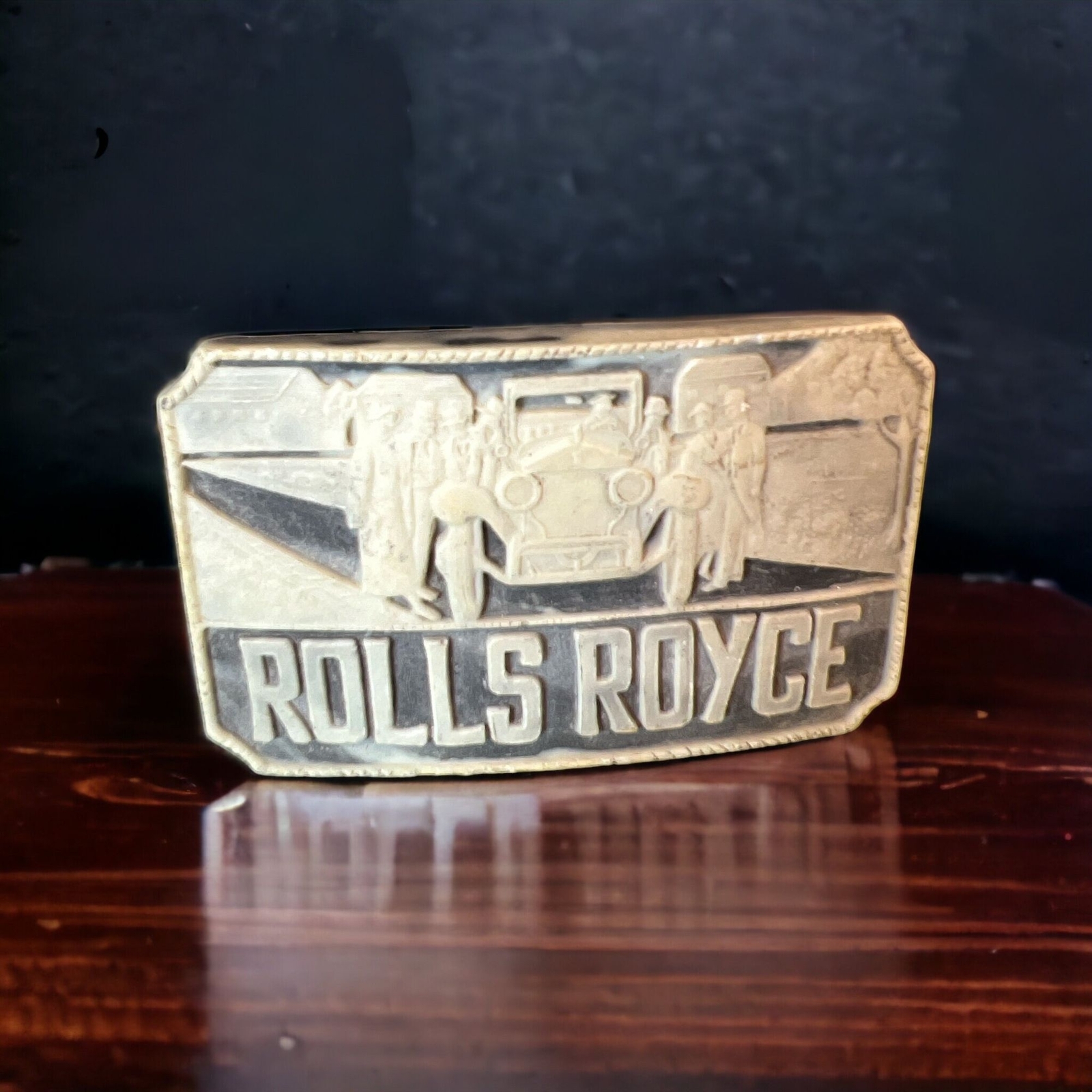 Vintage Rolls Royce Faux Marble Automative Auto Belt Buckle