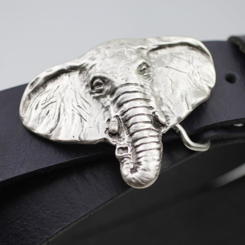 Elephant Belt Buckle Antique Look Antique Silver – Solid Vintage Buckle with Detail