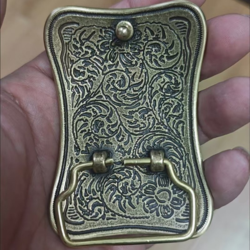 Pure brass Tang grass rich and precious flower belt buckle head ethnic style