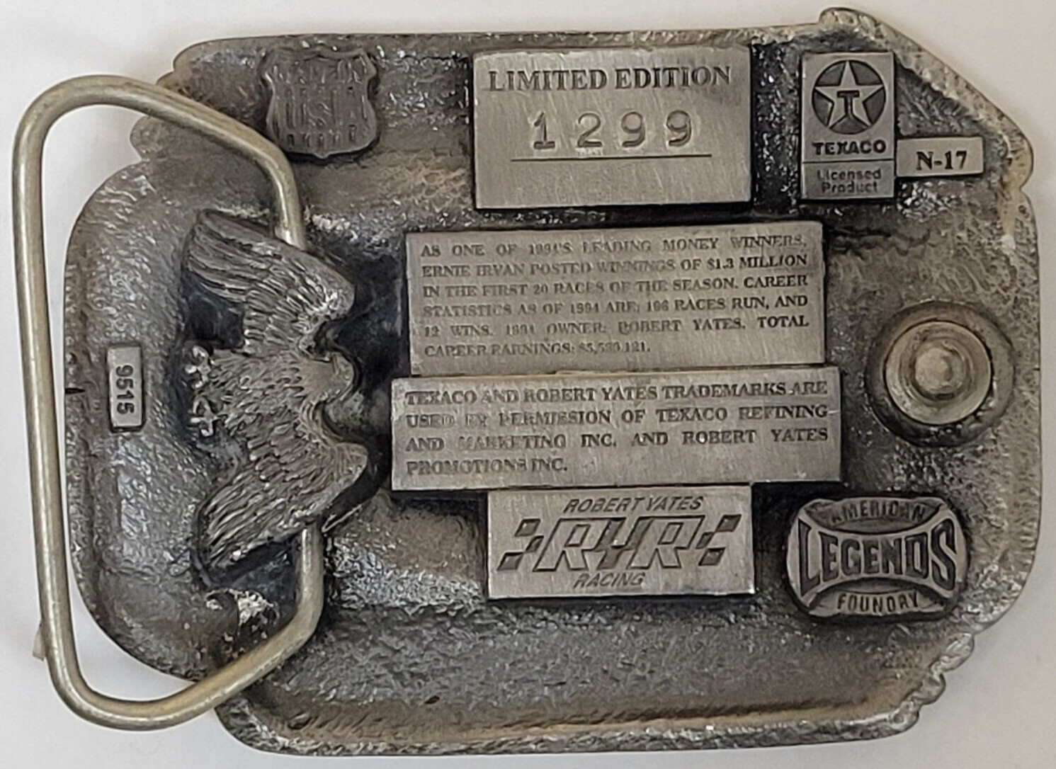 NASCAR Belt Buckle – Ernie Irvan – Texaco – Havoline