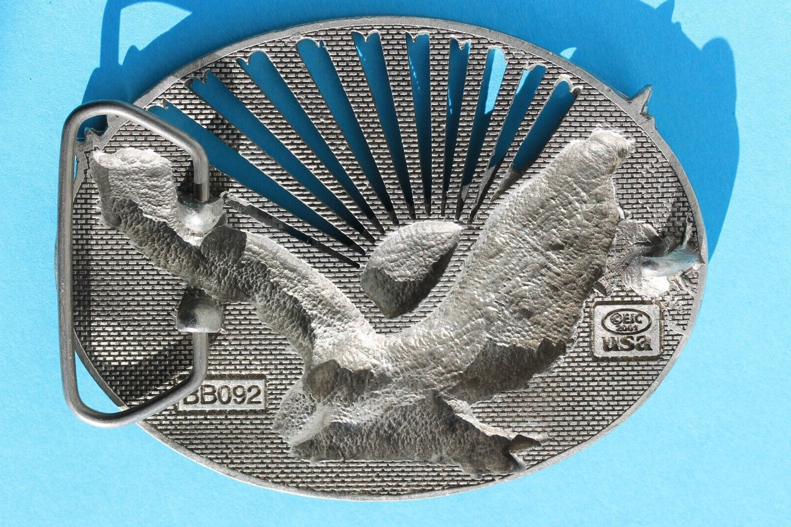 EJC Men&rsquo;s American Eagle Belt Buckle Silver Tone Rising Sun Western Patriotic