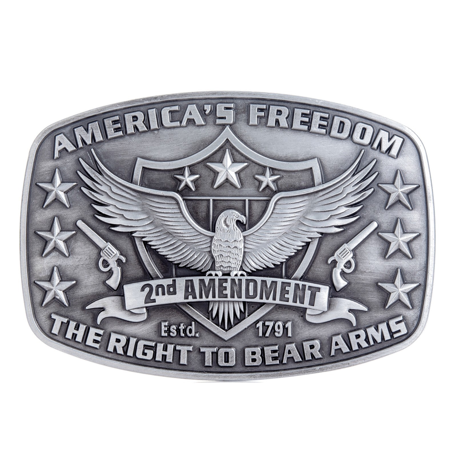 Right to Bear Arms Belt Buckle Western Coyboy Native American (RBA-03-S)