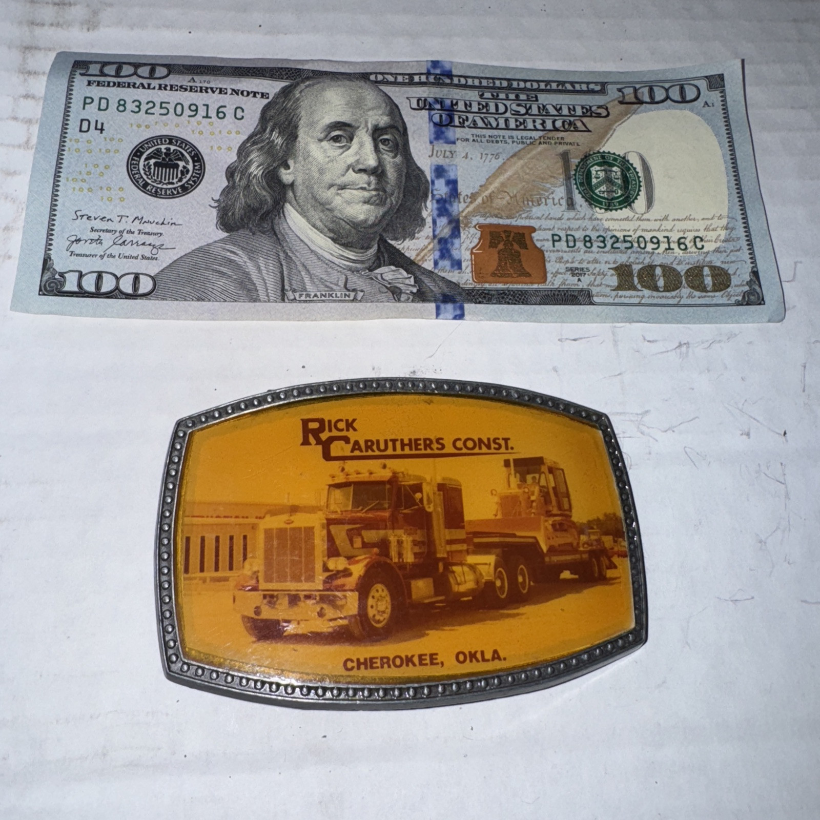 Vintage Rick Caruthers Construction Okla BELT BUCKLE