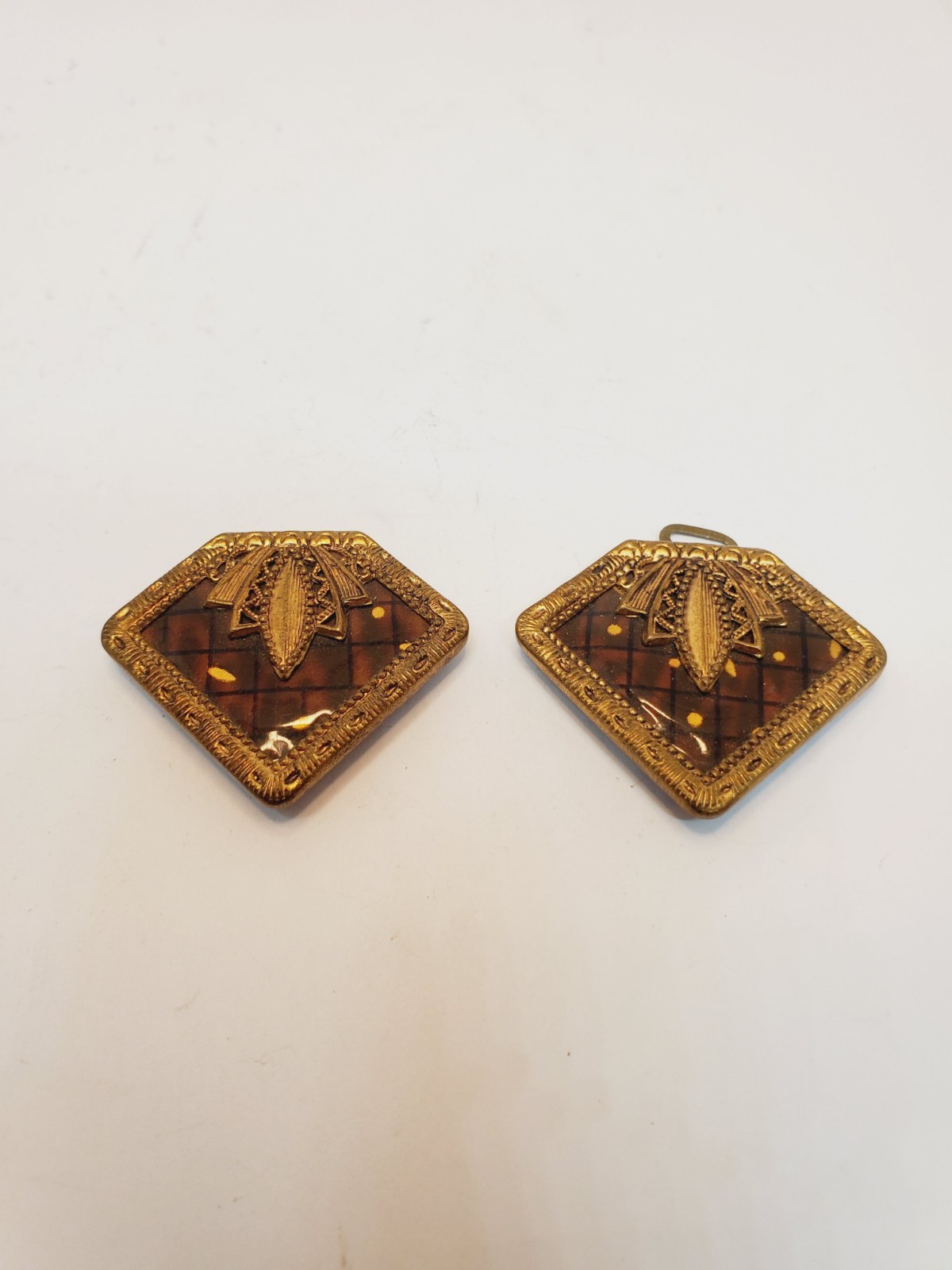 Vintage Women’s Buckle Set Art Deco Inspired Gold Tone Enamel(13)