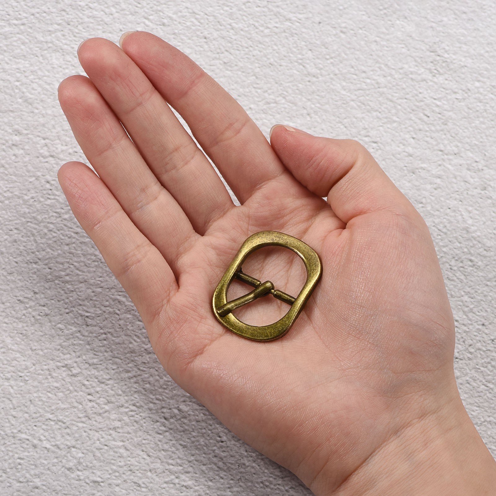 6Pcs 0.75&Prime; Single Prong Belt Buckle DIY Oval Center Bar Buckle Brass