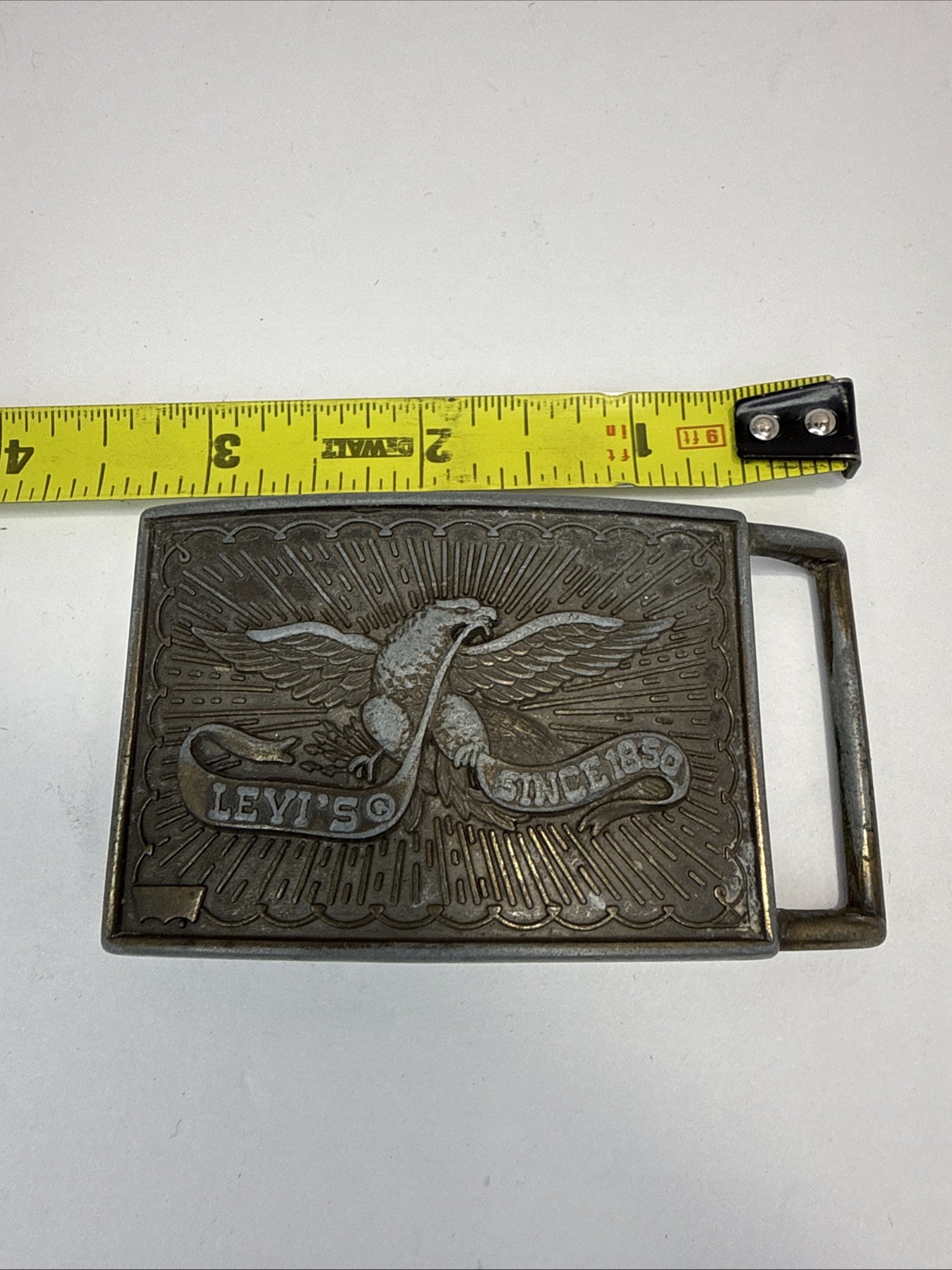 1970s-80s vintage LEVIS belt buckle BRASS america EAGLE usa WESTERN cowboy