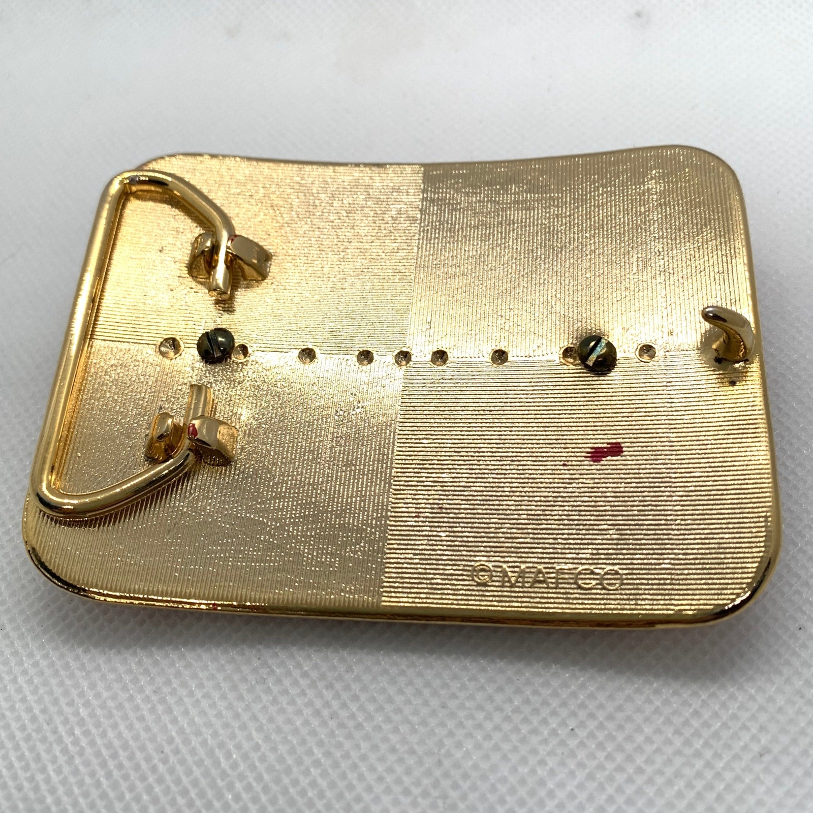 Silver Dollar Red & Gold Mirror Western Style Belt Buckle