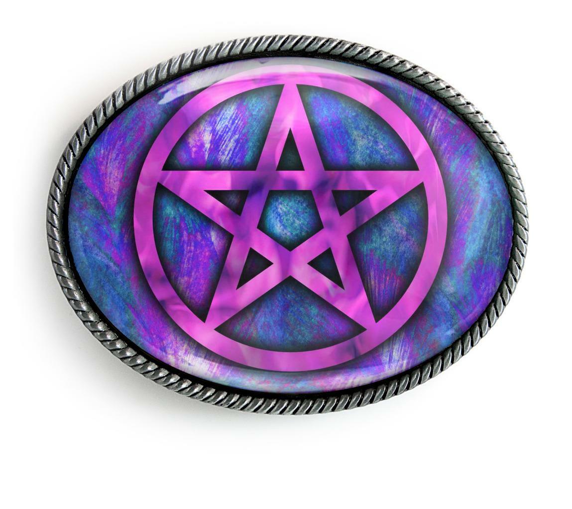 Pretty Pastel Pentagram Pentacle Symbol Handmade Artisan Belt Buckle